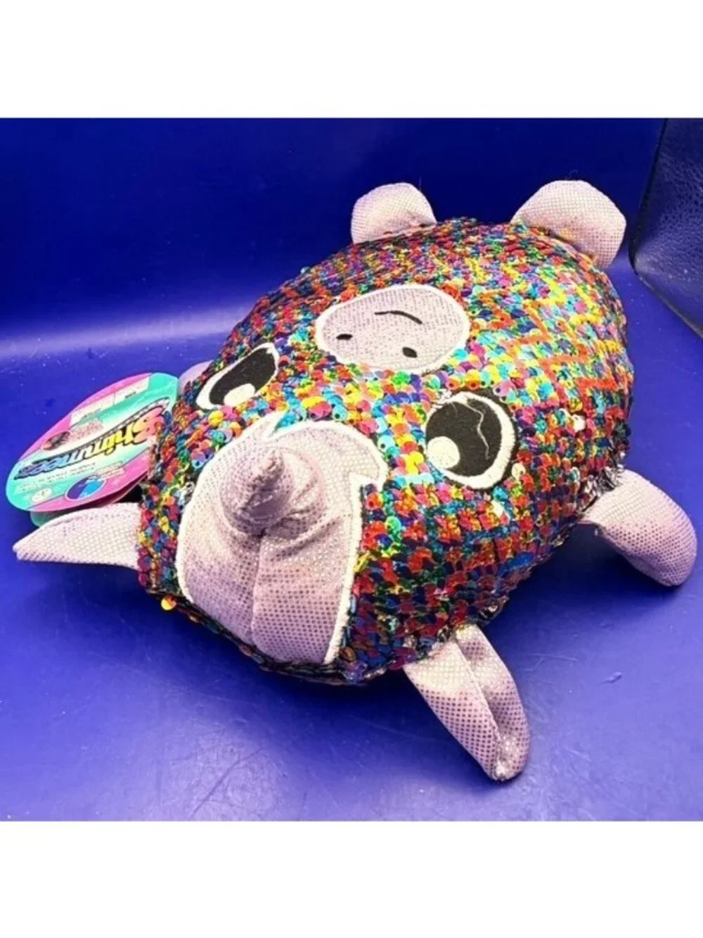 Shimmeez Plush Unicorn Rainbow Silver Sequin Swipe Color Changing Stuffed Animal